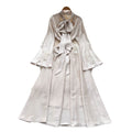 Frenchretrolong sleevesdress women's summerstereoflower tieelegant unique beautiful beautiful long skirt