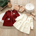Girls' knit dress - new autumn/winter  collection - kids' lace collar knitted dress - baby red princess dress