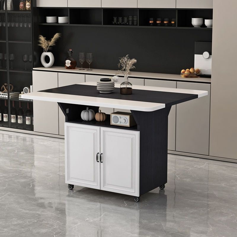Movable foldable dining table small apartment for home rectangular foldable island table multifunctional storage storage sideboard