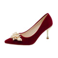 Xiuhe wedding shoes for women, red stiletto heels, non-tiring bridal shoes, 2024 new style chinoiserie pointed toe wedding toast shoes