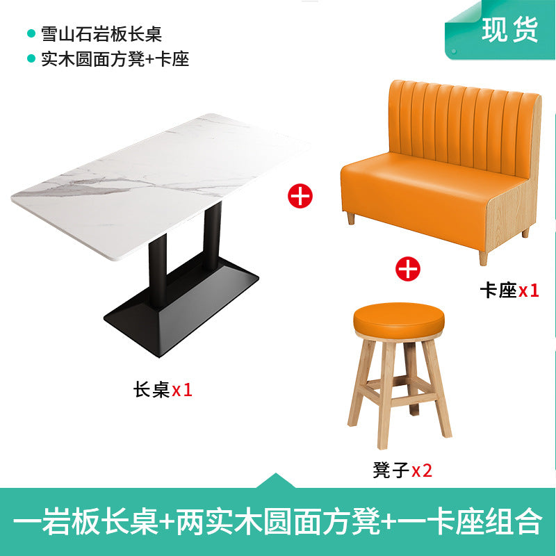 Commercial slate dining table simple outdoor table bar milk tea fast food restaurant canteen rectangular table apartment negotiation table and chair