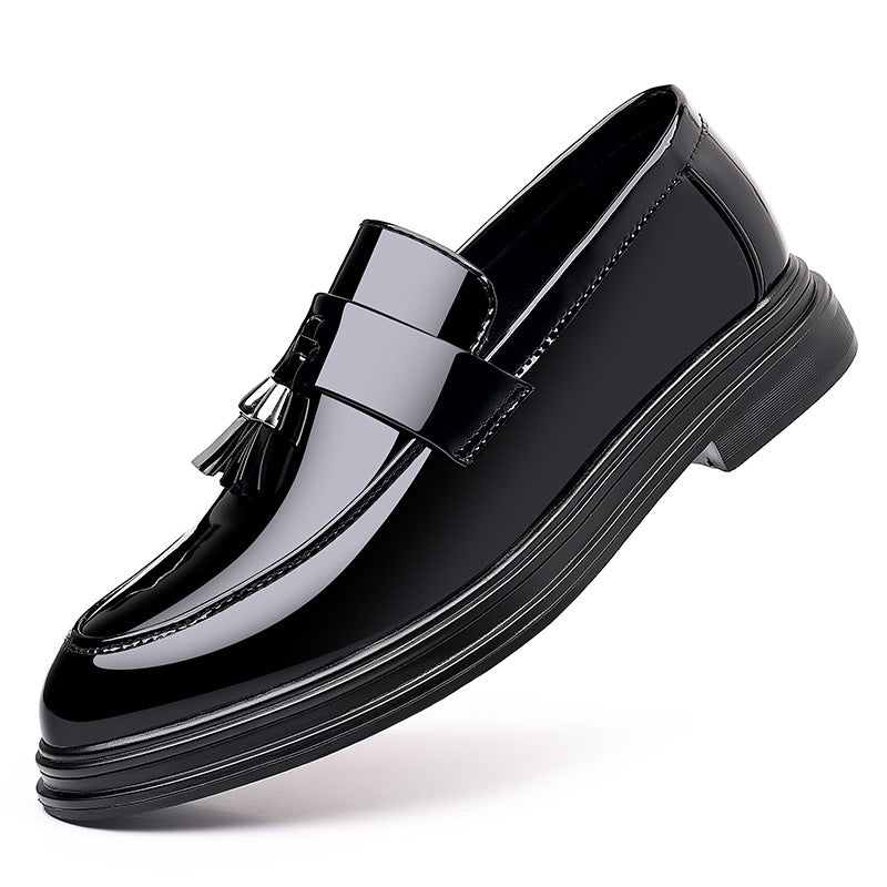 Men's leather dress shoes - autumn business formal, plus size casual soft sole black wedding/groom shoes