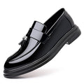 Men's leather dress shoes - autumn business formal, plus size casual soft sole black wedding/groom shoes