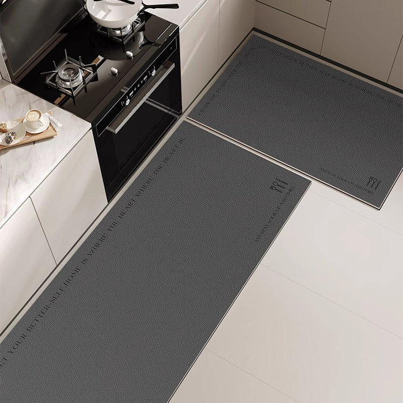 Leather kitchen floor mat, high-end, full coverage, oil-proof, non-slip, wipeable, no-wash carpet, pvc waterproof, dirt-resistant floor mat