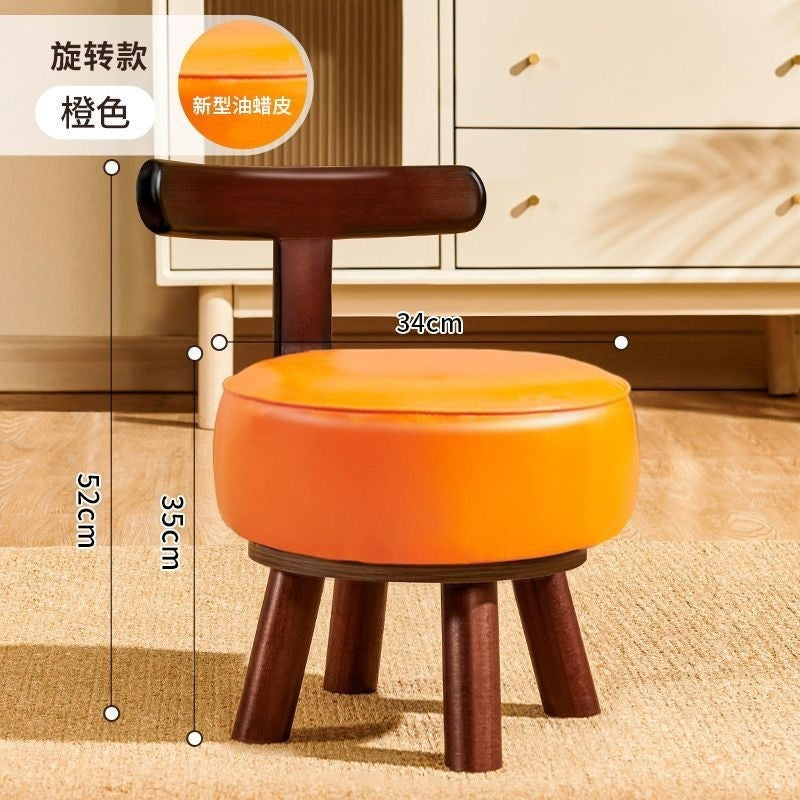 Backrest entry shoe changing stool living room low stool for home shoe changing stool can be rotated durable new chinoiserie solid wood shoe changing stool