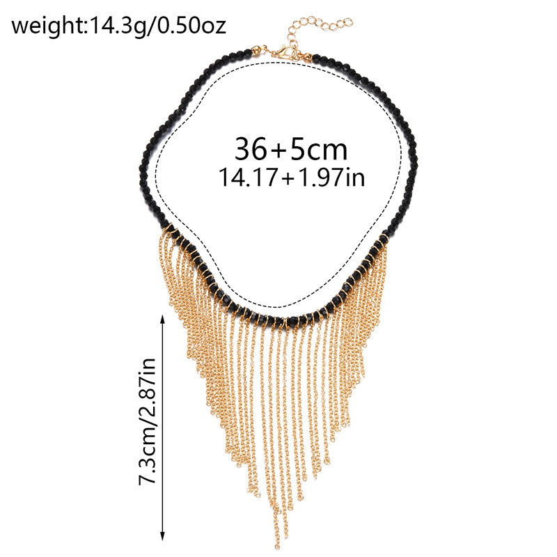 Tassel necklace wholesale european and american cross-border e-commerce foreign trade jewelry personalized exaggerated pendant niche rice bead clavicle chain for women