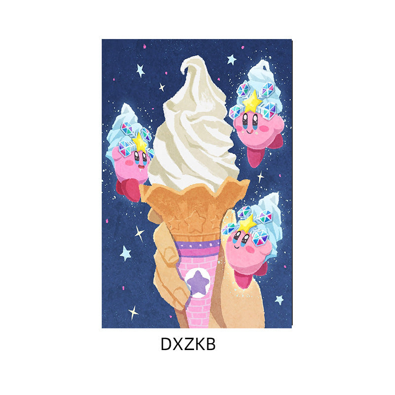 Star Kirby decorative painting pink girl bedroom children's room hanging painting cartoon animation cute princess bedside mural