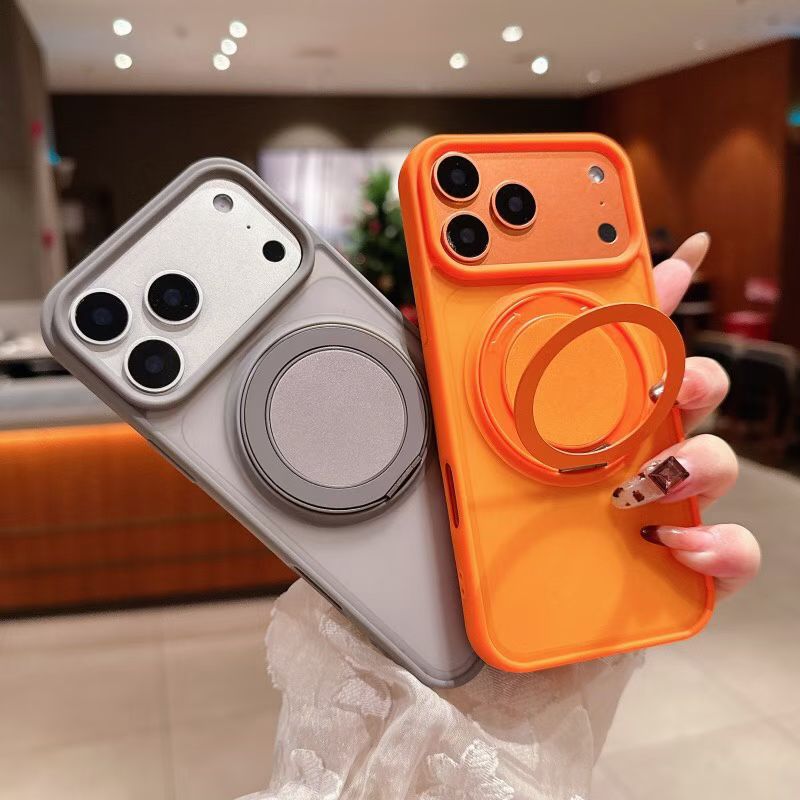 Iphone 17 phone case - new skin-feel matte finish with 360° magnetic stand, universal fit for apple 16 pro max
