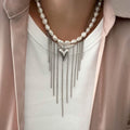 European and american cross-border baroque imitation pearl necklace - unique, versatile, heart-shaped, elegant tassel sweater chain necklace for women