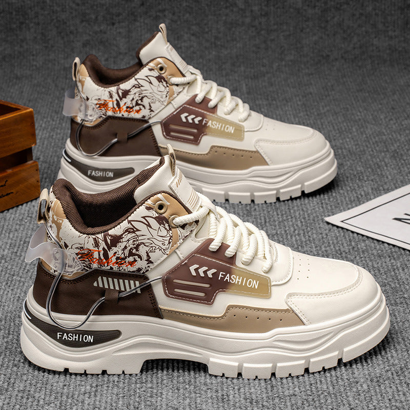 Boots men's spring 2025new arrival high-top sneakers breathable casualeasiest for matchmentrendy flat thick-soled trendy shoes