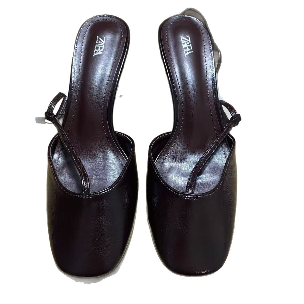 Za2025summernew arrival square toe thick heel toe thin strap sandals back strap k-style daily outing easiest for match sandals