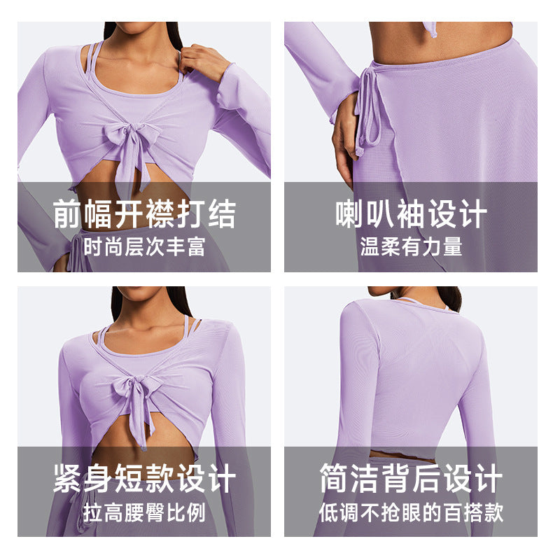 New breathable mesh yoga cover-up top - tie-waist, cropped, slimming, elegant, sleeveless activewear for running and yoga