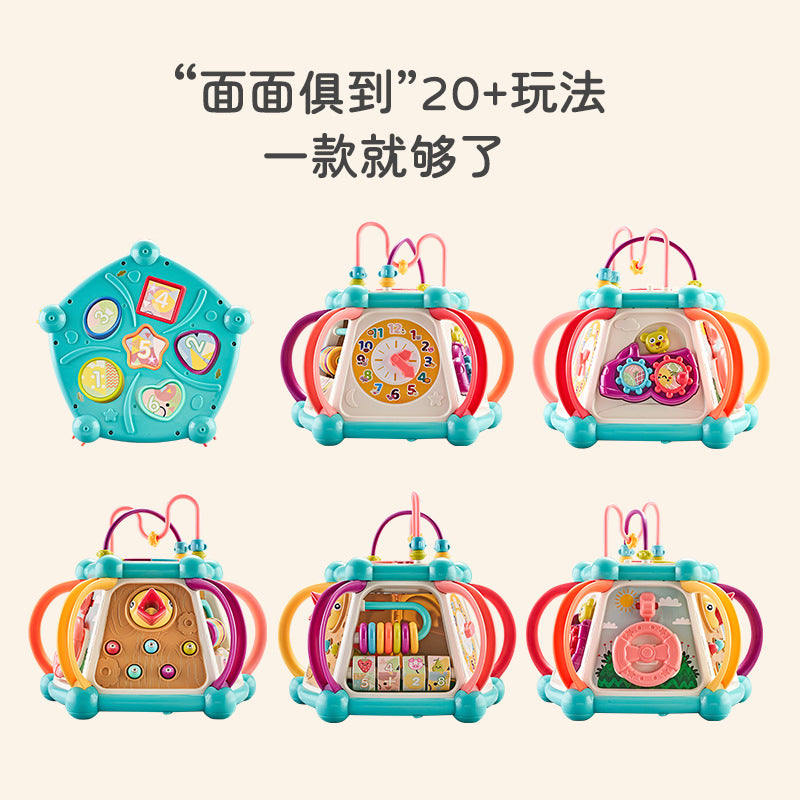 Baby multifunctional hand drum toy educational early education baby seven hexahedral music drum batch send gift
