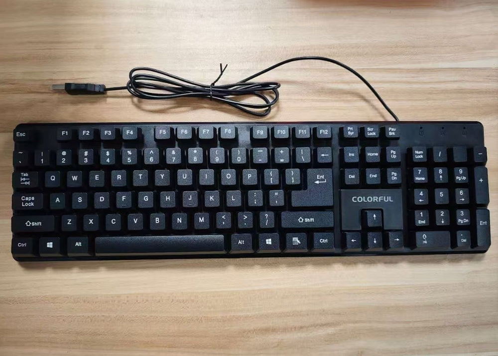Colorful kn100 wired office keyboard and mouse combo - usb office keyboard and mouse universal assembly kit - white