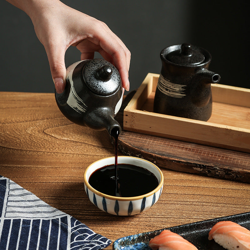 Vintage chic, high-style kitchenware: japanese ceramic soy sauce dispenser, vinegar dispenser, oil dispenser for home, restaurant, and hotel use