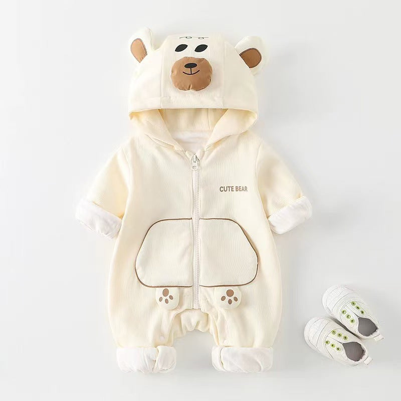 Newborn outing outfit cute newborn clothes for boys and girls hooded jumpsuit spring & fall romper jacket baby trendy