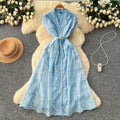Luxury lace dress for women - summer crochet embroidery, unique and chic design, exuding a sophisticated and elegant aura