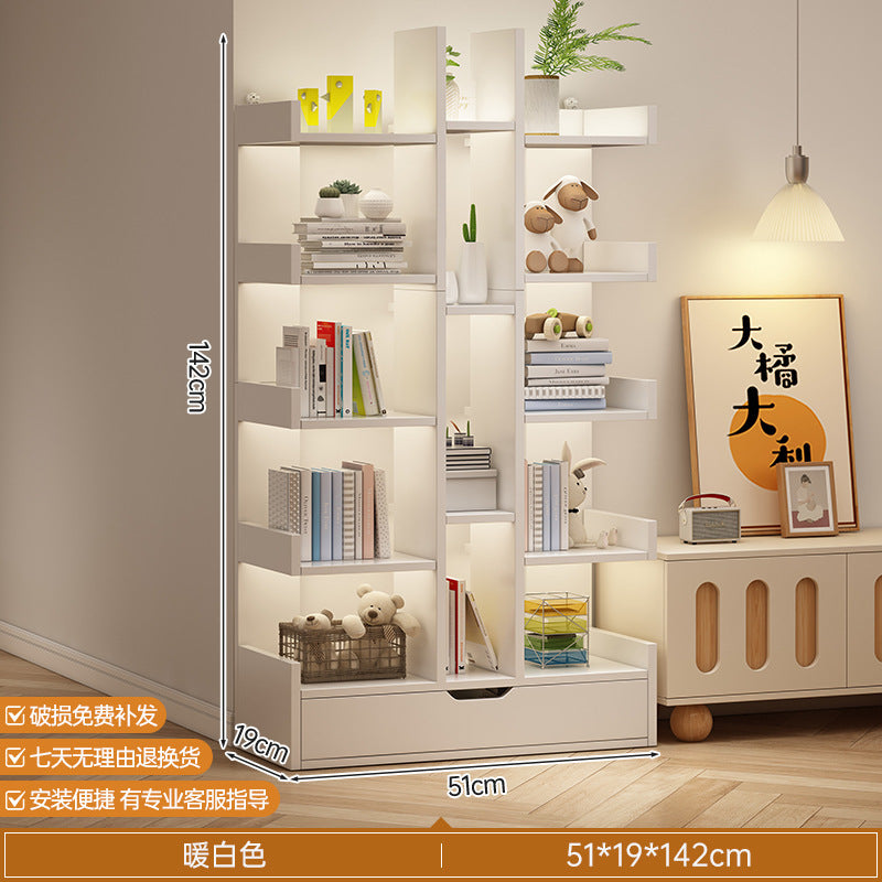 Simple small bookshelf, floor-to-ceiling shelf, integrated wall storage rack, living room office display rack, table side storage narrow cabinet