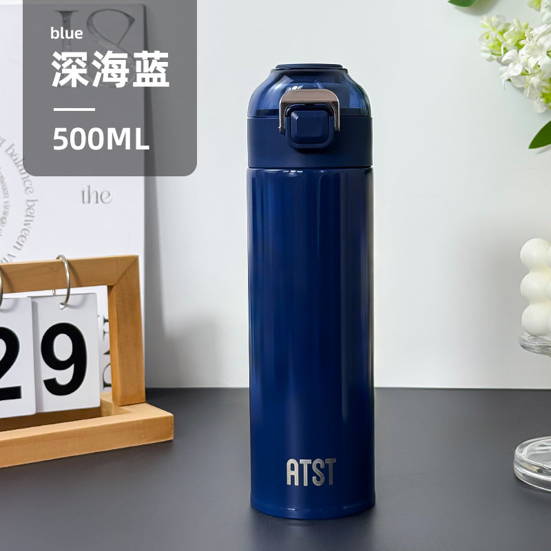 New arrival: stylish 304 stainless steel insulated tumbler - minimalist, portable, perfect for students, men & women. pop-up lid design. wholesale options available for promotional gifts