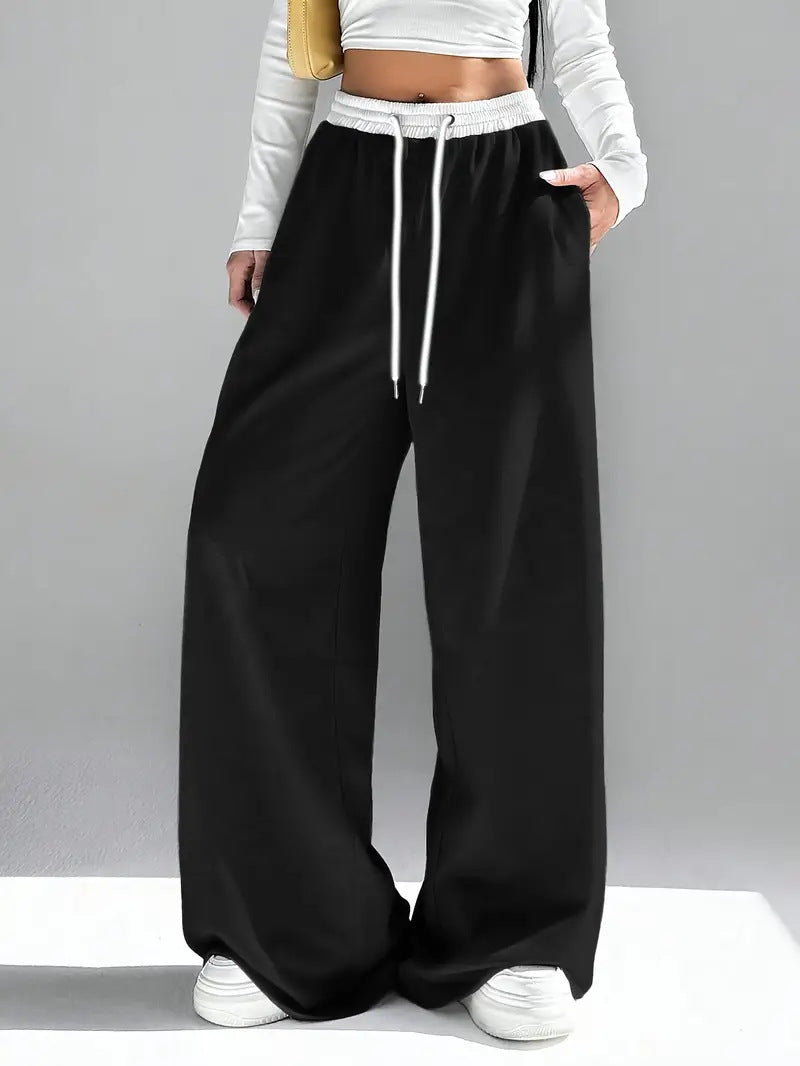 Ready-to-ship  spring/summer european and american women's fashion: new hot girl style pocket streetwear printed loose fit casual pants