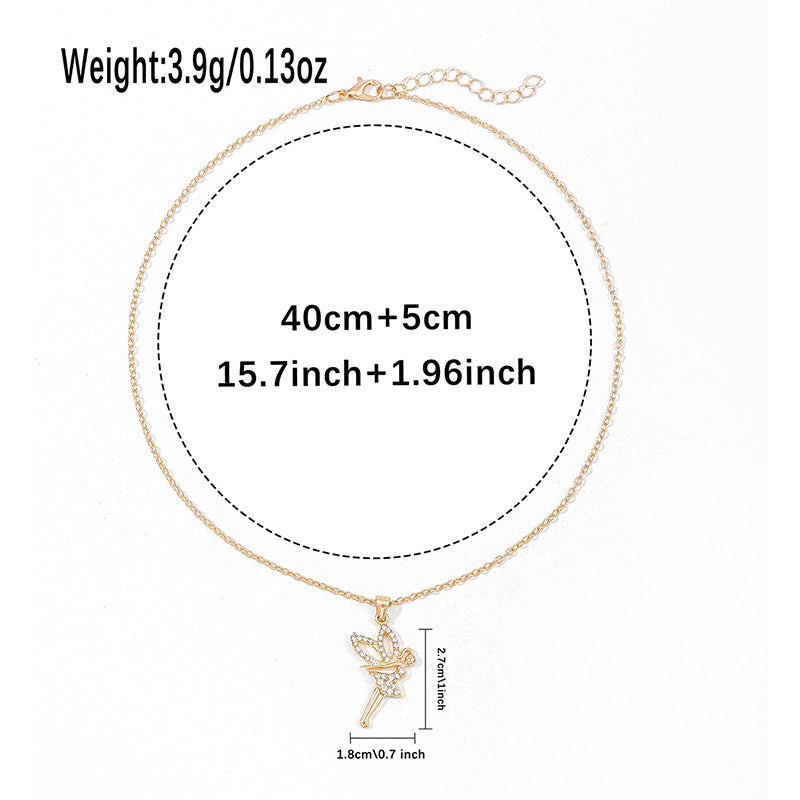 European and american cross-border necklace wholesale: new, niche, high-end jewelry, light luxury diamond-studded pendant, women's wing jewelry accessories