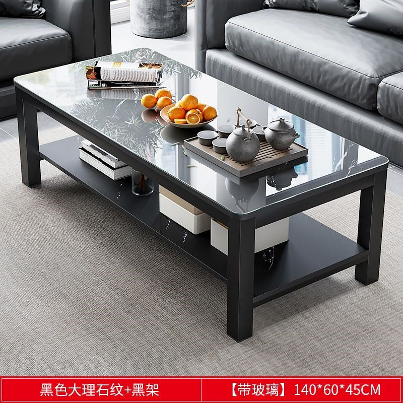 Living room coffee table for home office tempered glass tea table casual italian small apartment double-layer rectangular tea table