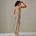 fashion seamless knittingpure color cross back tight yoga suit sports running fitness nine-point pants