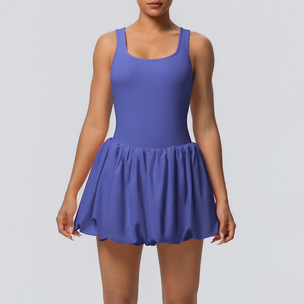 New arrival nude fake two-piece sports dress women's fashion tape bottom outdoor running yoga fitness tennis skirt