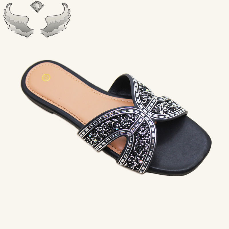 Women's Foreign Style Slippers Fashion Rhinestone Factory High-quality Ladies slippers