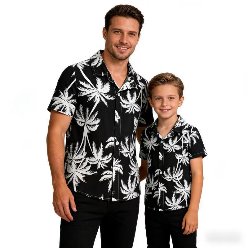 Summer new children's shirt hainan island southeast asian boys' floral shirt short sleeve loose songkran festival beach style shirt