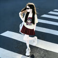 Girls'  skirt set: stylish kids' mini skirt outfit, new cute pleated skirt two-piece set, korean style