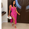 spring/summer new women's dress - european & american sexy cutout beach cover-up with tassel beach skirt