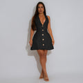 C7587 cross-border   fashion women's sexy v-neck halter backless mini dress