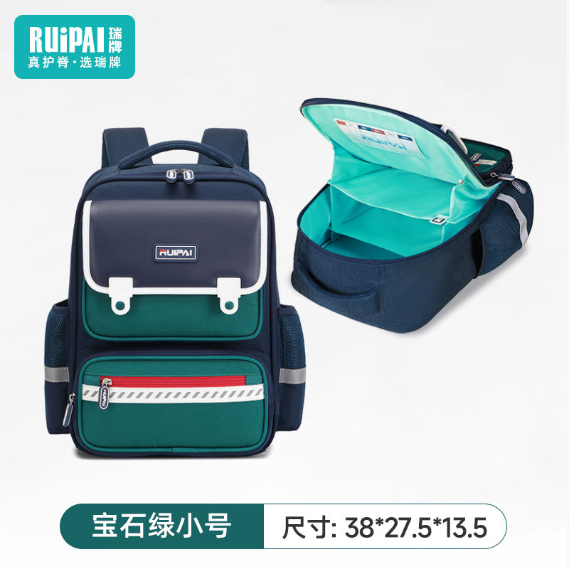 Rui brand children's schoolbags for men and women, grades one, two, three to six, large-capacity spine protection and burden reduction schoolbags, customized by primary school manufacturers