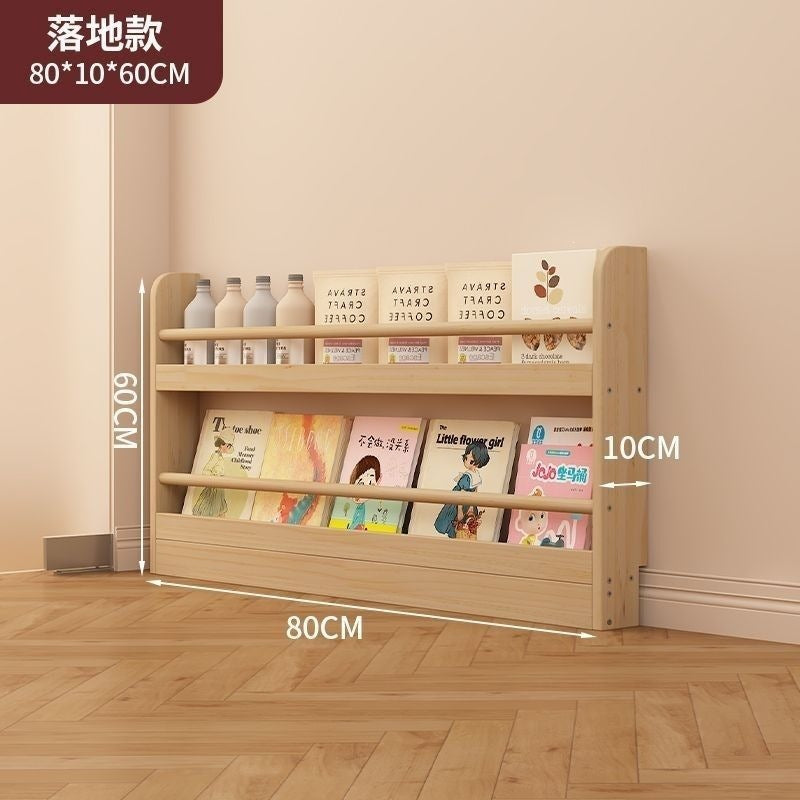 Ultra-thin door rear bookshelf against the wall for home bedroom door rear storage rack multi-layer storage solid wood all-in-one picture book storage