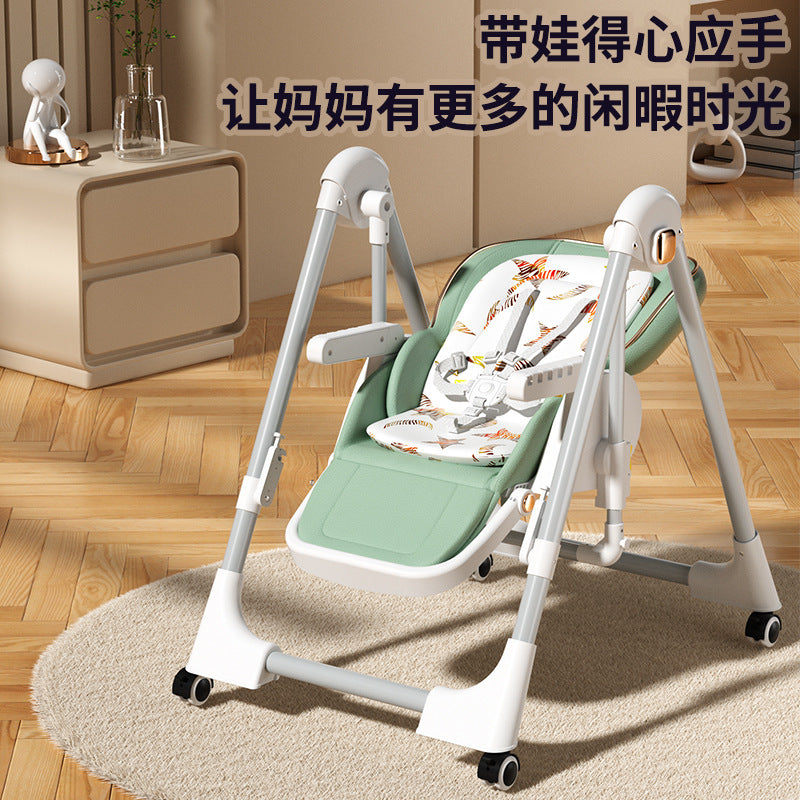 Baby Dining Chair Eating Chair Multifunctional Foldable Home Portable Baby Dining Table Seat Children's 2-in-1 Rocking Chair