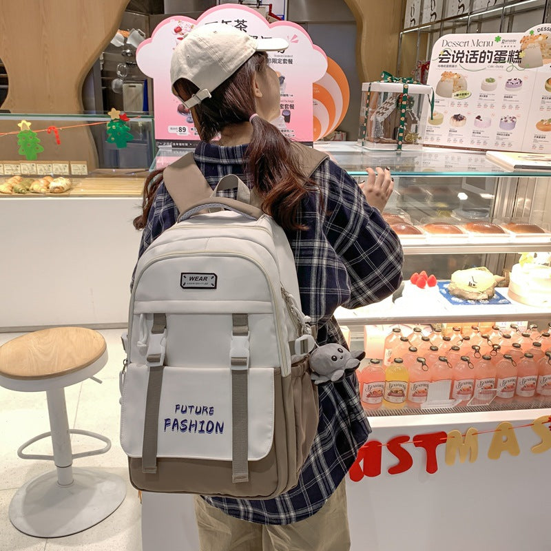 Boys and girls new middle school students simple middle school school bag large capacity ins backpack light college backpack