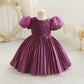 Export children's dress satin puff sleeve party princess dress flower girl birthday party dress kids dress