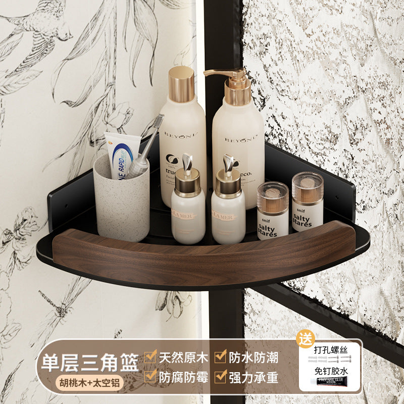 Black walnut toilet rack No punching toilet toilet washstand Wall mounted bathroom Tripod bathroom