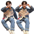 Boys' cartoon superman pajama set - warm, thickened winter loungewear for toddlers, young children, and older boys