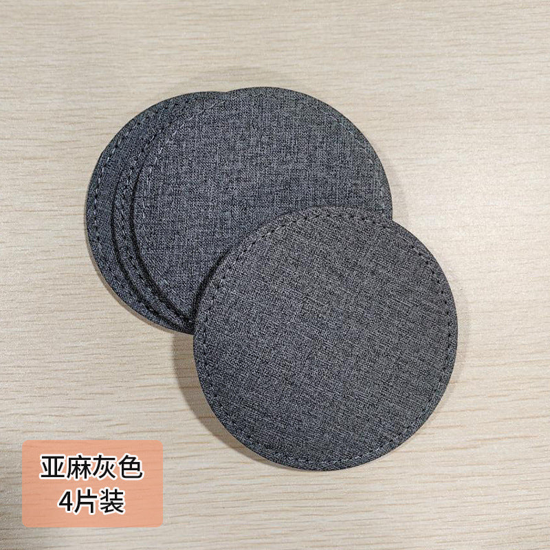 Solid color PU exquisite leather coaster creative furniture hotel waterproof and thermal insulation coffee mat teacup mat can be printed LOGO
