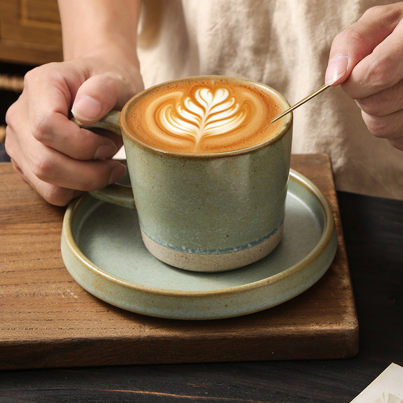 Retro japanese style mug kiln clay cup afternoon tea latte latte cup cake dessert plate for home mug
