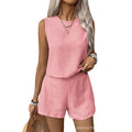 Xibo women's clothing  summer new collection: women's solid color minimalist fashion casual sleeveless top and shorts set