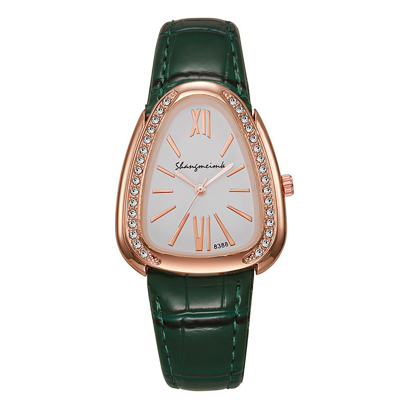 Shangmei cross-border new arrival small thin strap snake-shaped women's fashion watch student with diamond casualtrendy quartz watch