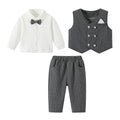 Boys' formal suit set - autumn collection - baby's first birthday party outfit - three-piece suit with vest - british style gentleman - flower boy performance costume