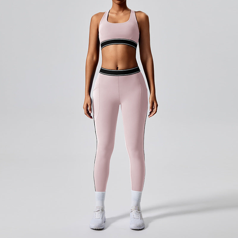 new arrival with chest pad elastic fitness fashion yoga clothes two-piece set women's pilates sports yoga clothes suit