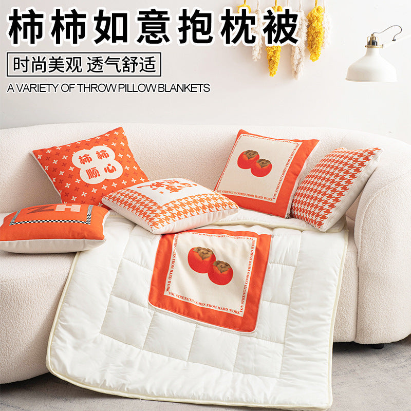 Multifunctional cotton and linen pillow quilt dual-purpose persimmon all year round office car cushion wholesale cushion pillow quilt