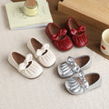 Vancahao girls' bow-tie princess shoes, new korean style slip-on leather flats for spring/autumn