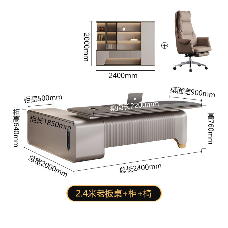 President's desk, executive desk, ceo desk, minimalist luxury chairman's office furniture, high-end office desk and chair set