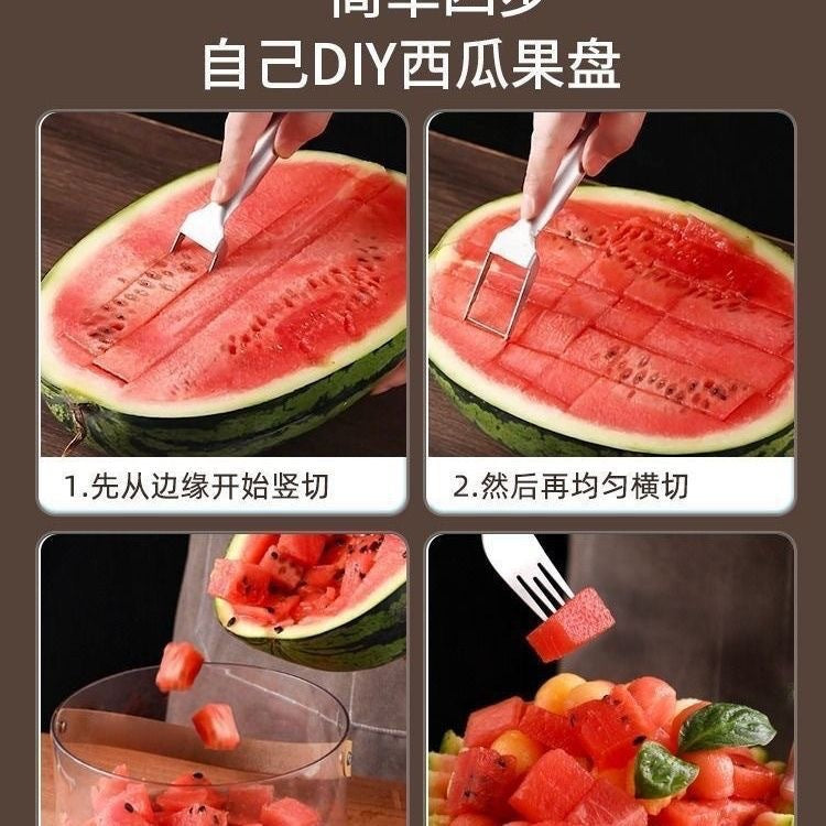 New multifunctional stainless steel double-head watermelon slicer - commercial grade fruit pulp divider - specialized watermelon dicing knife